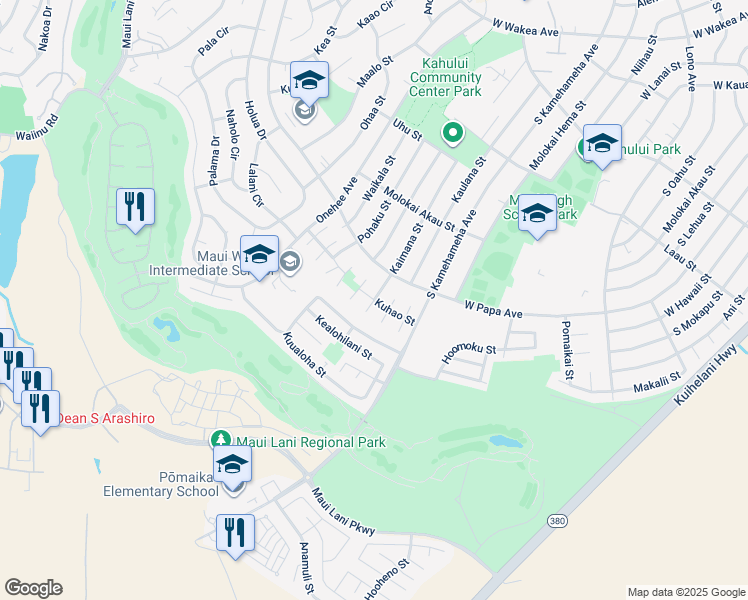 map of restaurants, bars, coffee shops, grocery stores, and more near 700 Kaimana Street in Kahului