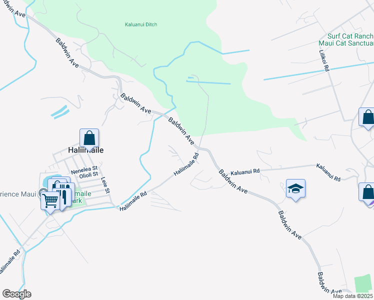 map of restaurants, bars, coffee shops, grocery stores, and more near 1641 Haliimaile Road in Makawao