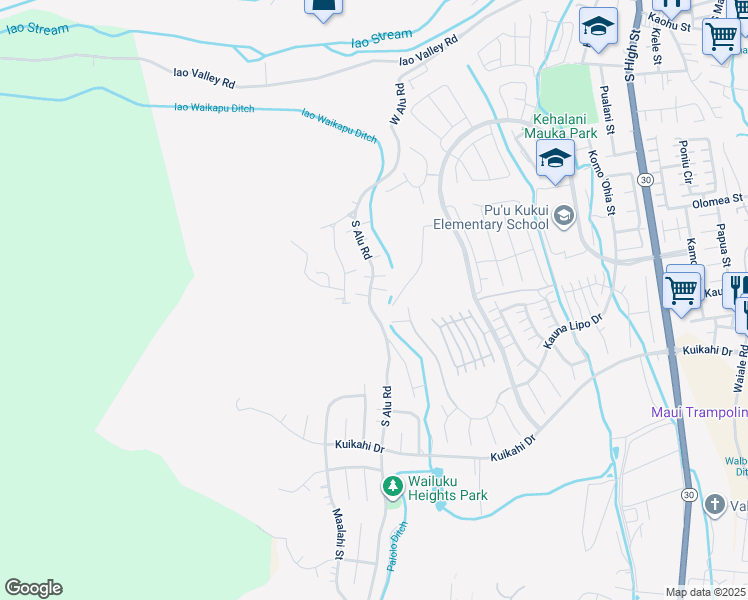 map of restaurants, bars, coffee shops, grocery stores, and more near 327 South Alu Road in Wailuku