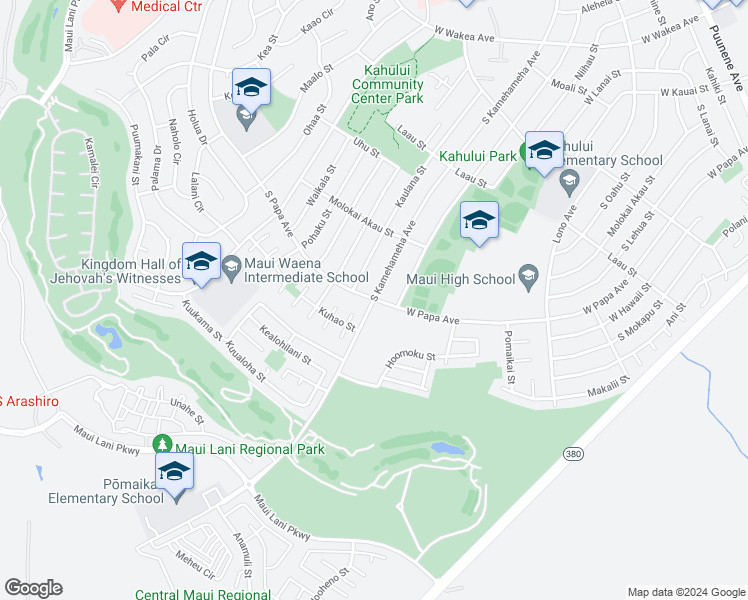 map of restaurants, bars, coffee shops, grocery stores, and more near 624 South Kamehameha Avenue in Kahului