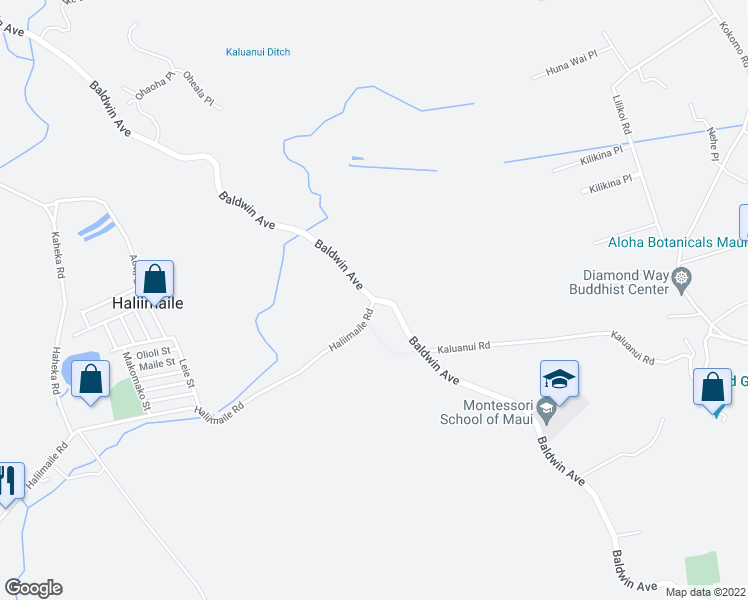 map of restaurants, bars, coffee shops, grocery stores, and more near 1601 Haliimaile Road in Makawao