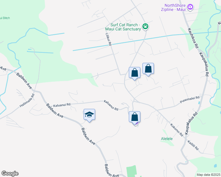 map of restaurants, bars, coffee shops, grocery stores, and more near 2418 Aikane Place in Haiku-Pauwela