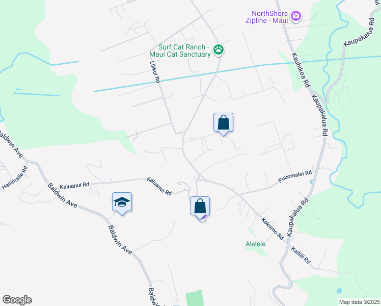 map of restaurants, bars, coffee shops, grocery stores, and more near 2520 Pololei Place in Haiku-Pauwela