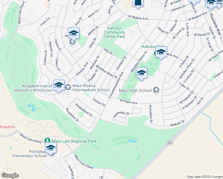 map of restaurants, bars, coffee shops, grocery stores, and more near 598 South Kamehameha Avenue in Kahului