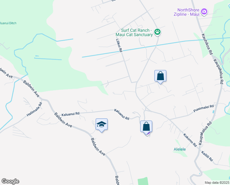 map of restaurants, bars, coffee shops, grocery stores, and more near 2430 Aikane Place in Haiku-Pauwela