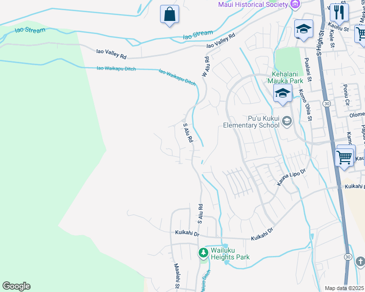 map of restaurants, bars, coffee shops, grocery stores, and more near 275 Ekoa Place in Wailuku