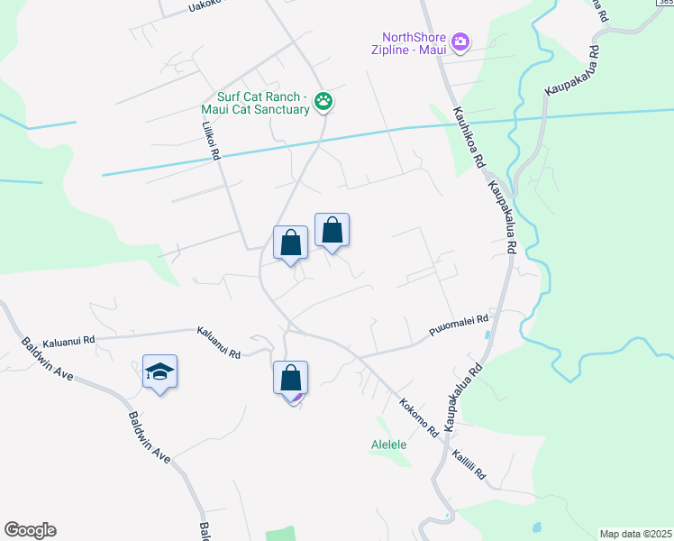 map of restaurants, bars, coffee shops, grocery stores, and more near 2612 Pololei Place in Haiku-Pauwela