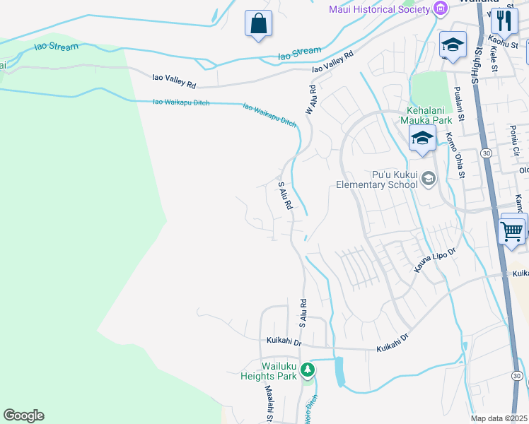 map of restaurants, bars, coffee shops, grocery stores, and more near 262 Ekoa Place in Wailuku