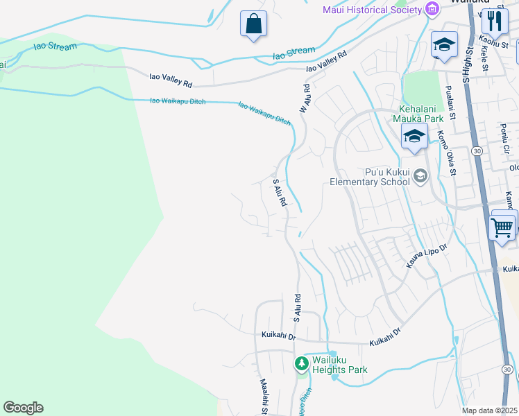 map of restaurants, bars, coffee shops, grocery stores, and more near 262 Ekoa Place in Wailuku