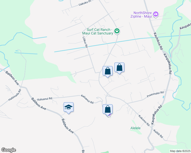 map of restaurants, bars, coffee shops, grocery stores, and more near 2470 Kokomo Road in Haiku-Pauwela