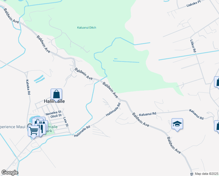 map of restaurants, bars, coffee shops, grocery stores, and more near 2372 Baldwin Avenue in Makawao