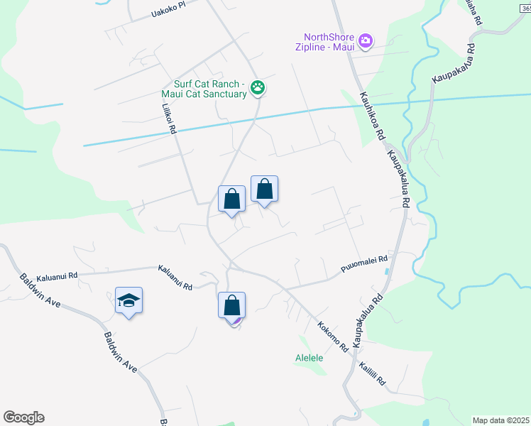 map of restaurants, bars, coffee shops, grocery stores, and more near 2612 Pololei Place in Haiku-Pauwela