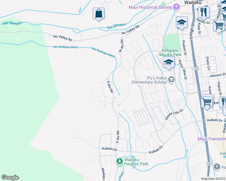 map of restaurants, bars, coffee shops, grocery stores, and more near 263 South Alu Road in Wailuku
