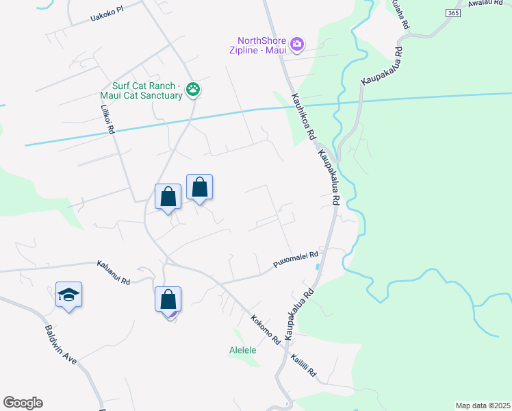 map of restaurants, bars, coffee shops, grocery stores, and more near 25 Poko Way in Haiku-Pauwela