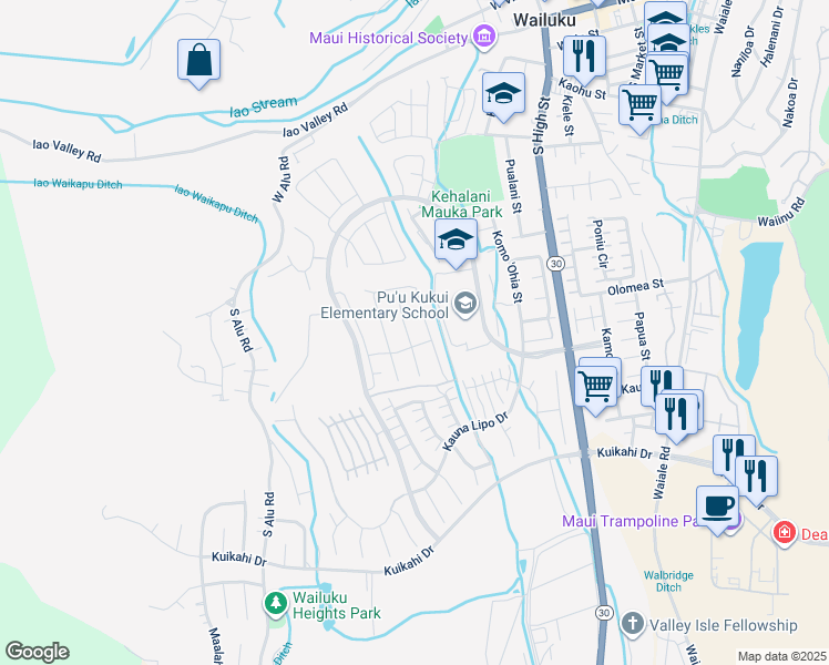 map of restaurants, bars, coffee shops, grocery stores, and more near in Wailuku