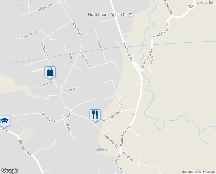 map of restaurants, bars, coffee shops, grocery stores, and more near 25 Poko Way in Haiku-Pauwela