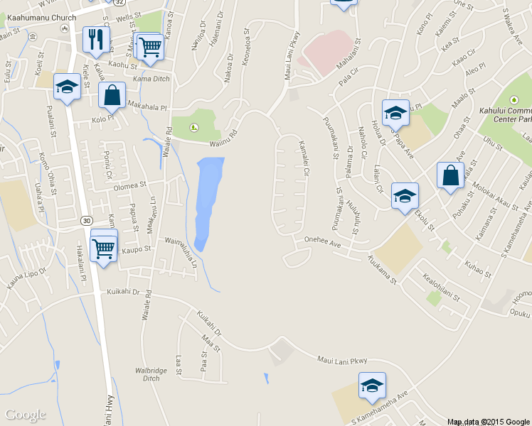 map of restaurants, bars, coffee shops, grocery stores, and more near 331 Kamalei Circle in Kahului