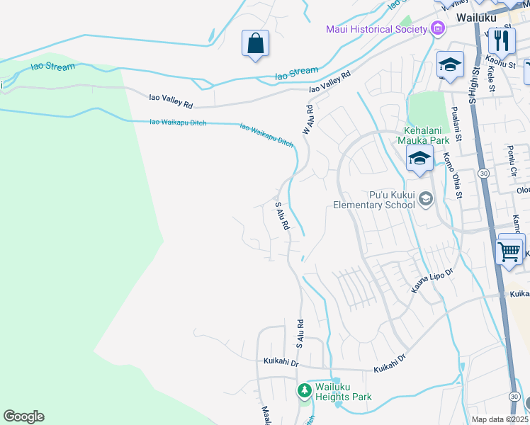 map of restaurants, bars, coffee shops, grocery stores, and more near 219 Ekoa Place in Wailuku