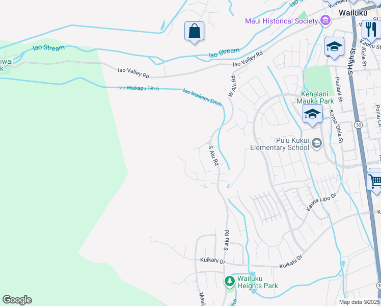 map of restaurants, bars, coffee shops, grocery stores, and more near 3075 Alaneo Place in Wailuku