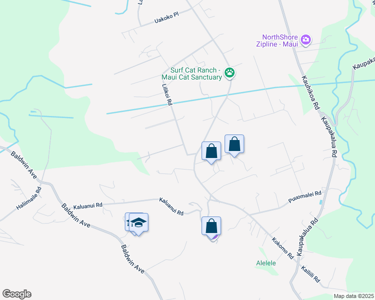 map of restaurants, bars, coffee shops, grocery stores, and more near 2095 Lilikoi Road in Haiku-Pauwela