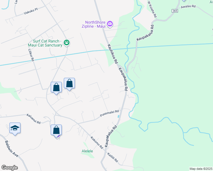 map of restaurants, bars, coffee shops, grocery stores, and more near 2565 Poko Place in Haiku-Pauwela
