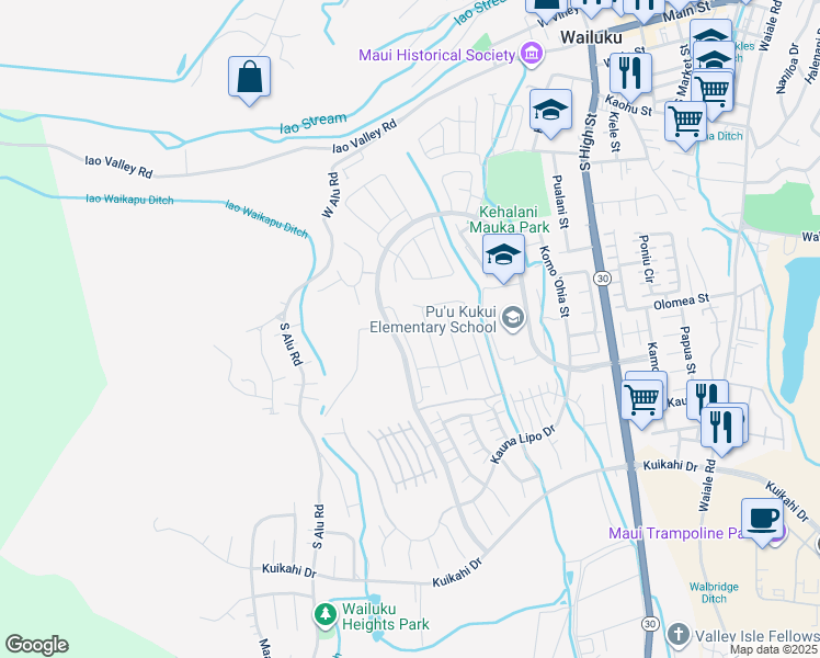 map of restaurants, bars, coffee shops, grocery stores, and more near 137 Laau Loke Loop in Wailuku
