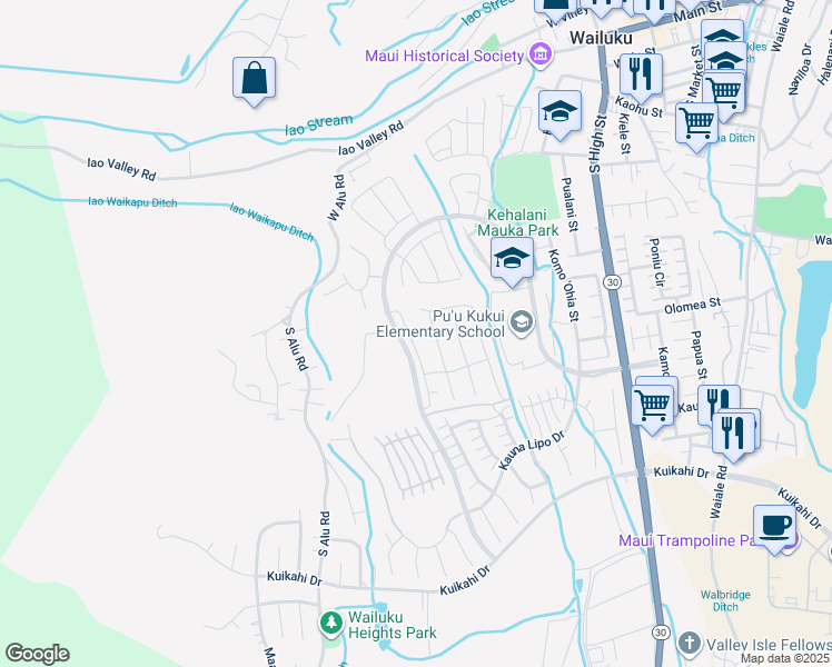 map of restaurants, bars, coffee shops, grocery stores, and more near 137 Laau Loke Loop in Wailuku