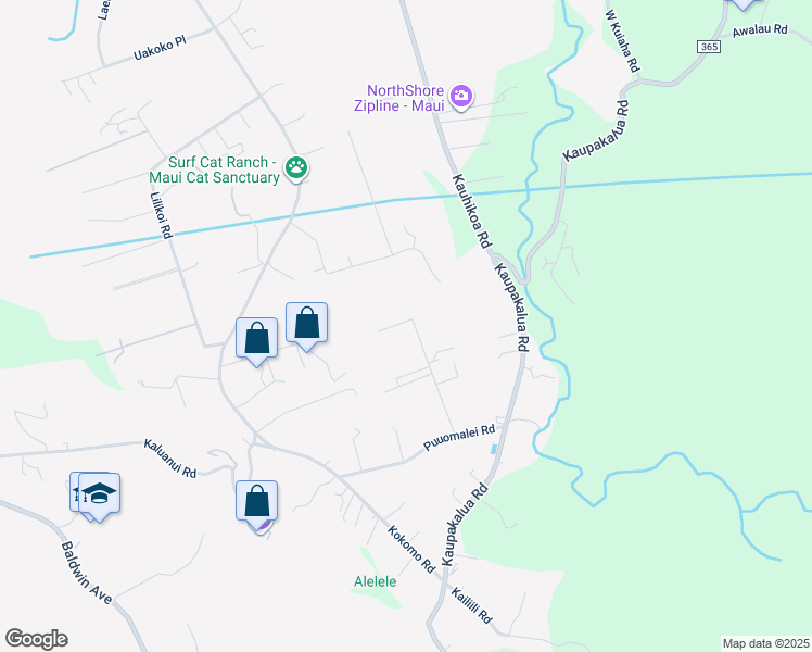 map of restaurants, bars, coffee shops, grocery stores, and more near 25 Poko Way in Haiku-Pauwela