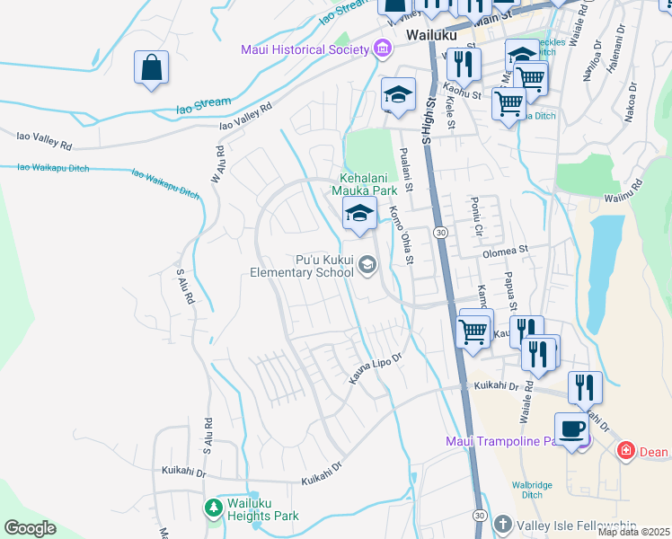 map of restaurants, bars, coffee shops, grocery stores, and more near 269 Pua Kalaunu in Wailuku