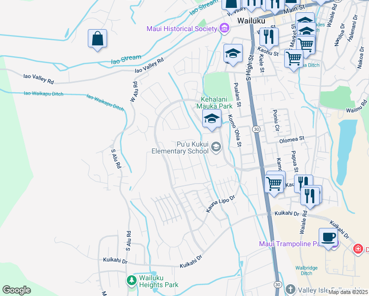map of restaurants, bars, coffee shops, grocery stores, and more near 30 Kupaloke in Wailuku