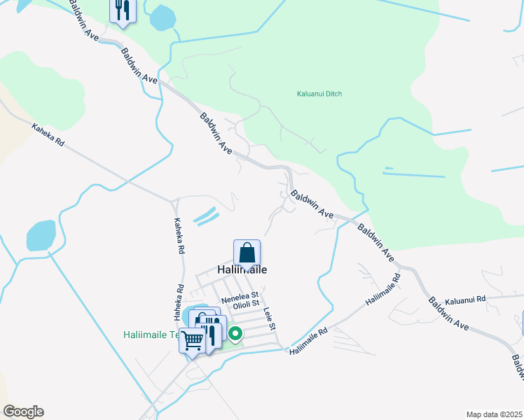 map of restaurants, bars, coffee shops, grocery stores, and more near 2370 Baldwin Avenue in Makawao