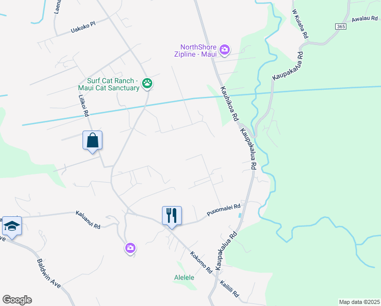 map of restaurants, bars, coffee shops, grocery stores, and more near 24 Poko Way in Haiku-Pauwela