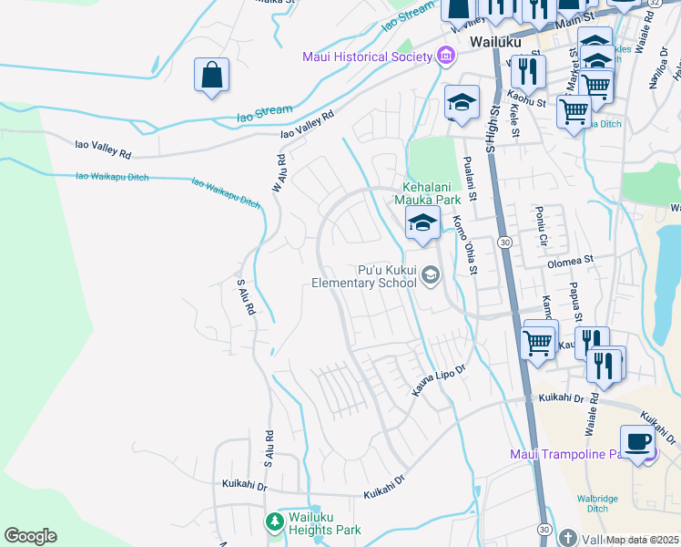 map of restaurants, bars, coffee shops, grocery stores, and more near 119 Laau Loke Loop in Wailuku