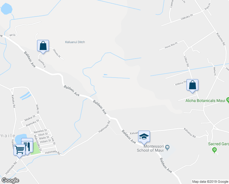 map of restaurants, bars, coffee shops, grocery stores, and more near 2759 Baldwin Avenue in Makawao