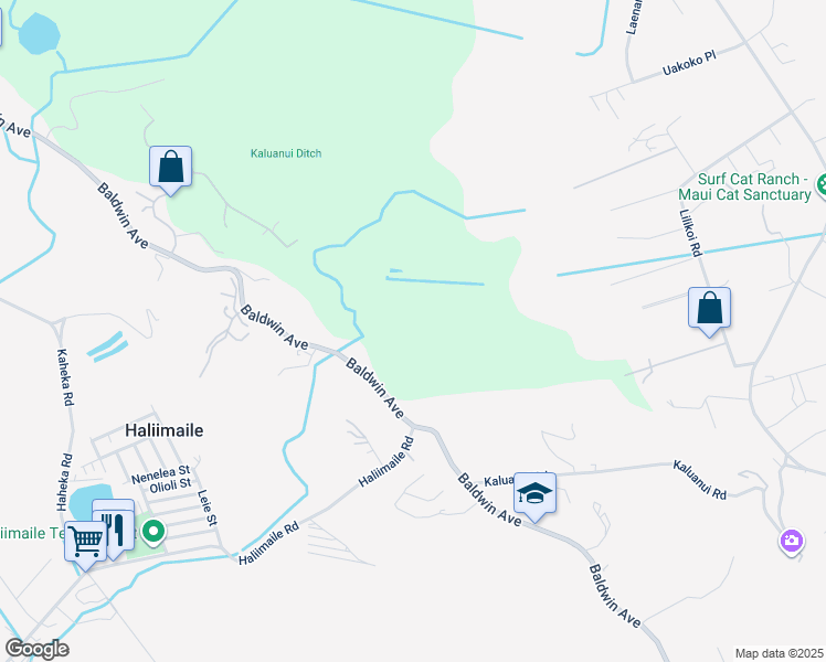 map of restaurants, bars, coffee shops, grocery stores, and more near 2759 Baldwin Avenue in Makawao