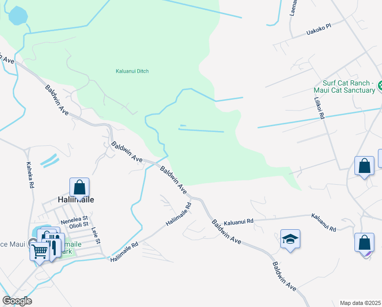 map of restaurants, bars, coffee shops, grocery stores, and more near 2759 Baldwin Avenue in Makawao