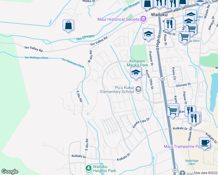 map of restaurants, bars, coffee shops, grocery stores, and more near 113 Laau Loke Loop in Wailuku