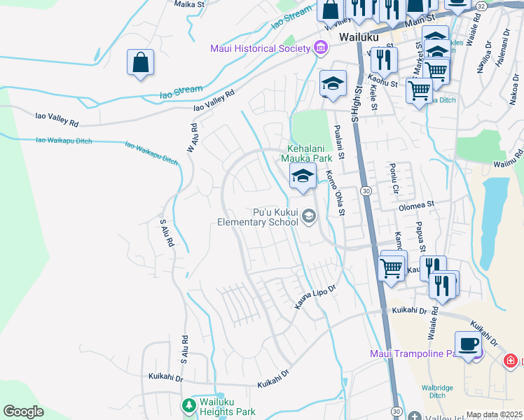 map of restaurants, bars, coffee shops, grocery stores, and more near 12 Kupaloke in Wailuku