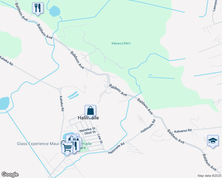 map of restaurants, bars, coffee shops, grocery stores, and more near 2390 Baldwin Avenue in Makawao