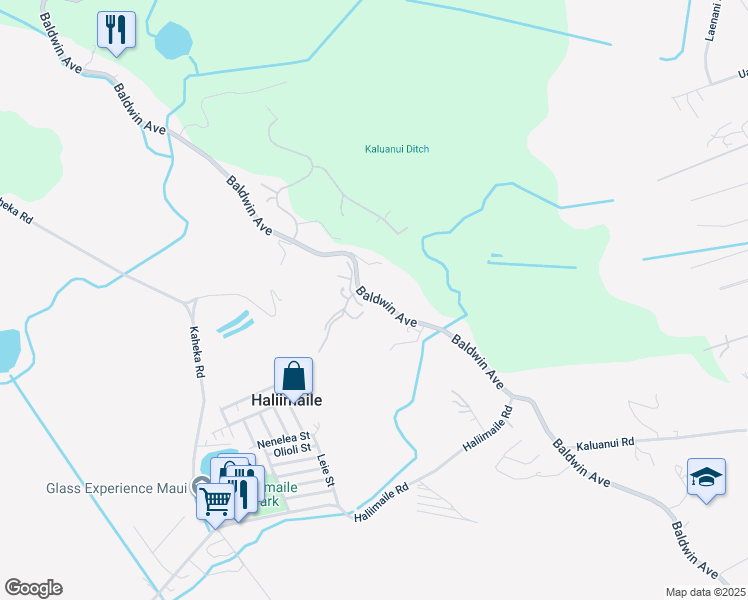 map of restaurants, bars, coffee shops, grocery stores, and more near 2430 Baldwin Avenue in Makawao