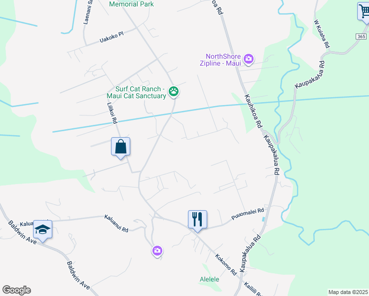 map of restaurants, bars, coffee shops, grocery stores, and more near 2586 Haupoa Place in Haiku-Pauwela