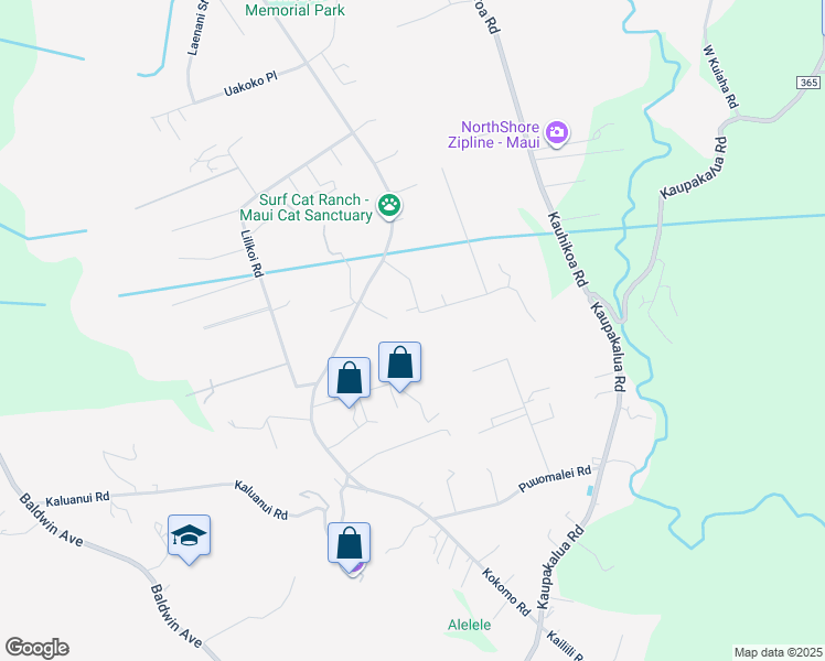 map of restaurants, bars, coffee shops, grocery stores, and more near 2586 Haupoa Place in Haiku-Pauwela