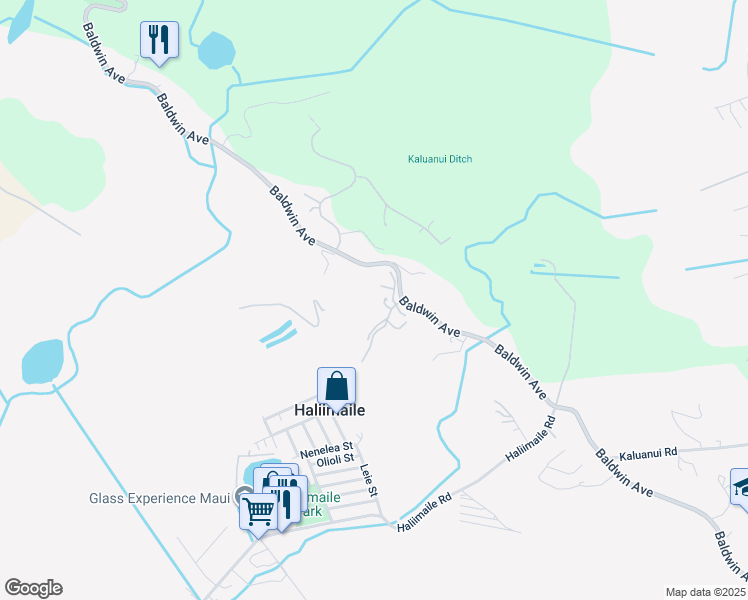 map of restaurants, bars, coffee shops, grocery stores, and more near 2351 Baldwin Avenue in Makawao
