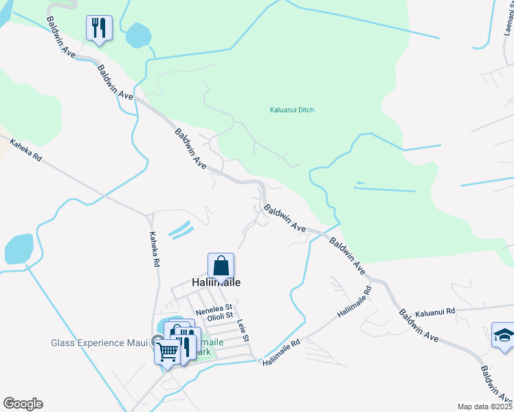 map of restaurants, bars, coffee shops, grocery stores, and more near 2351 Baldwin Avenue in Makawao