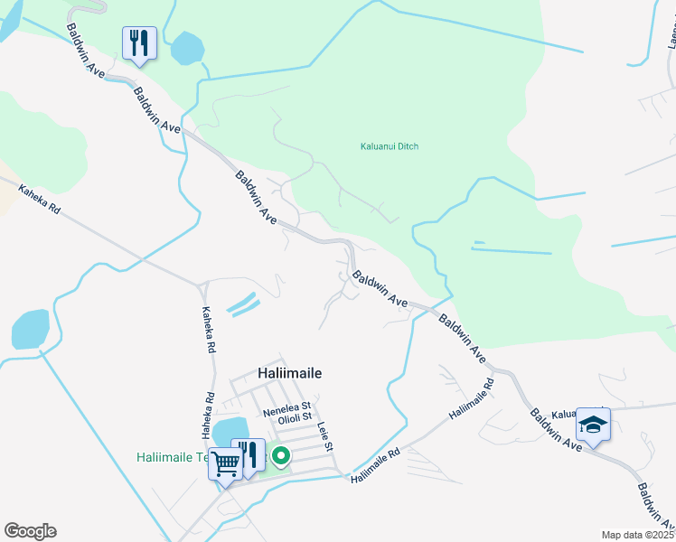 map of restaurants, bars, coffee shops, grocery stores, and more near 2330 Baldwin Avenue in Makawao