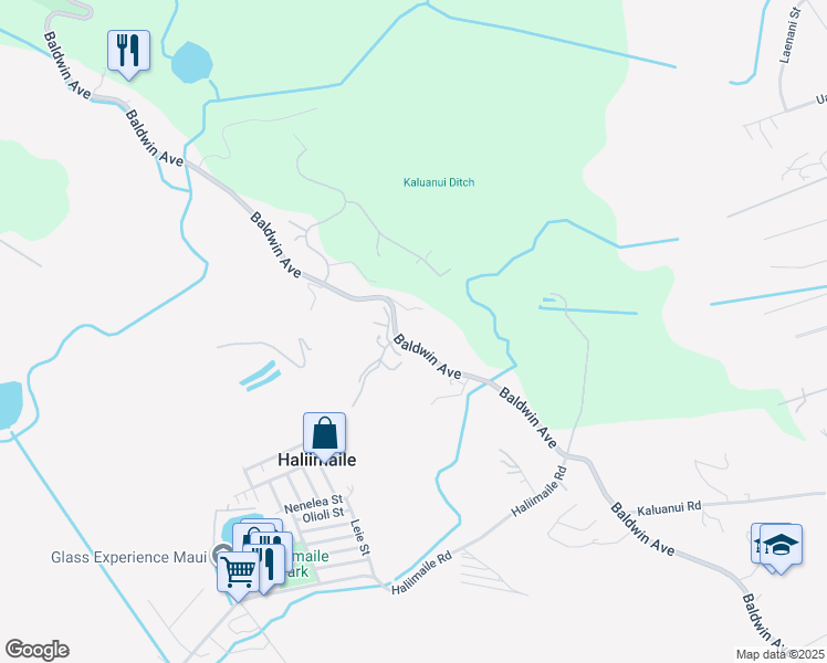 map of restaurants, bars, coffee shops, grocery stores, and more near 2351 Baldwin Avenue in Makawao