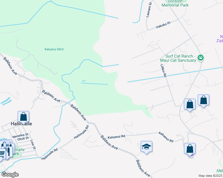 map of restaurants, bars, coffee shops, grocery stores, and more near 2759 Baldwin Avenue in Makawao