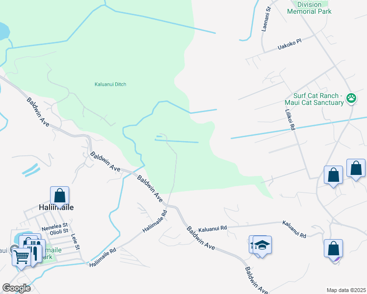 map of restaurants, bars, coffee shops, grocery stores, and more near 2759 Baldwin Avenue in Makawao