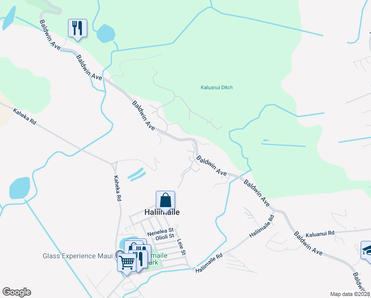 map of restaurants, bars, coffee shops, grocery stores, and more near 2330 Baldwin Avenue in Makawao