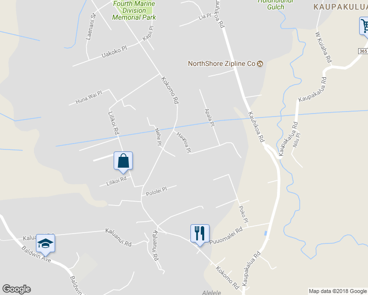 map of restaurants, bars, coffee shops, grocery stores, and more near 2566 Haupoa Place in Haiku-Pauwela